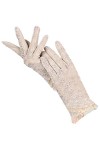 Gants de conduite en peau de mouton en dentelle pour femme - Gants classiques en cuir brodé, Noir , 7