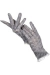 Gants de conduite en peau de mouton en dentelle pour femme - Gants classiques en cuir brodé, Noir , 7