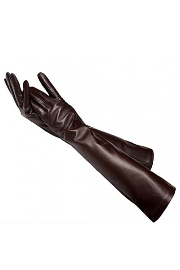 Gants dhiver longs en peau de mouton pour femme - 50 cm, Jujube., 6.5