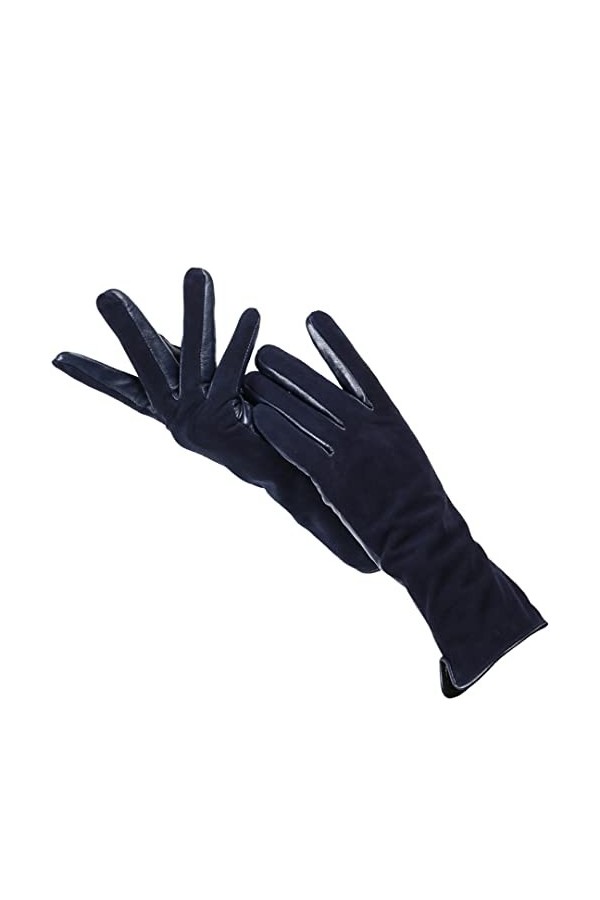 Gants dhiver chauds pour femme en daim et cuir pour écran tactile, beige, 36