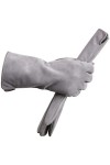 Gants dhiver en peau de mouton pour femme, gris clair, 7.5