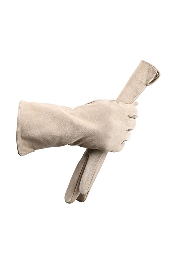 Gants dhiver en peau de mouton pour femme, gris clair, 7.5