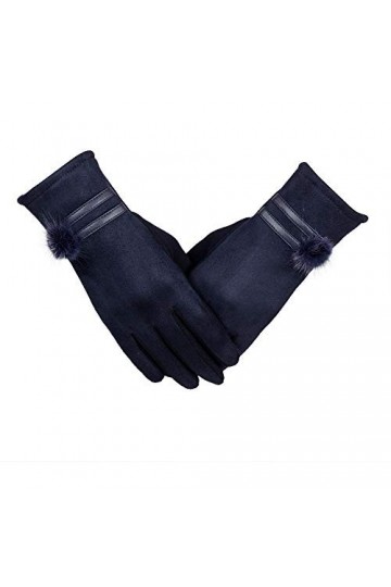 PAREKS Gants en cuir Gants Bleu Mitaines Chaudes Femmes Hiver Gants Doux Poignet Gants Gants Dhiver Femmes En Cuir