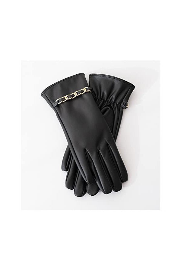 LZQPEARL Hiver Plus Velours épaissir Puce Gants en Cuir Email for Femmes Écran Tactile chaleureuse Color : C, Gloves Size : 