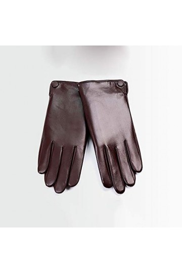 Raelf Gants en cuir véritable Écran tactile Section mince Mitten Plus Velvet Automne et hiver chauds Conduite au volant Gants