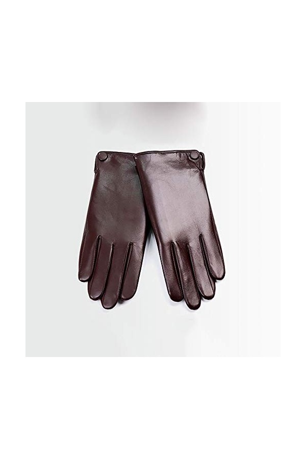 Raelf Gants en cuir véritable Écran tactile Section mince Mitten Plus Velvet Automne et hiver chauds Conduite au volant Gants