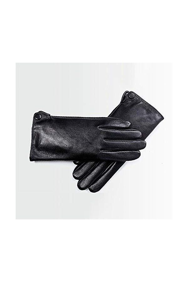Raelf Gants en cuir véritable Écran tactile Section mince Mitten Plus Velvet Automne et hiver chauds Conduite au volant Gants