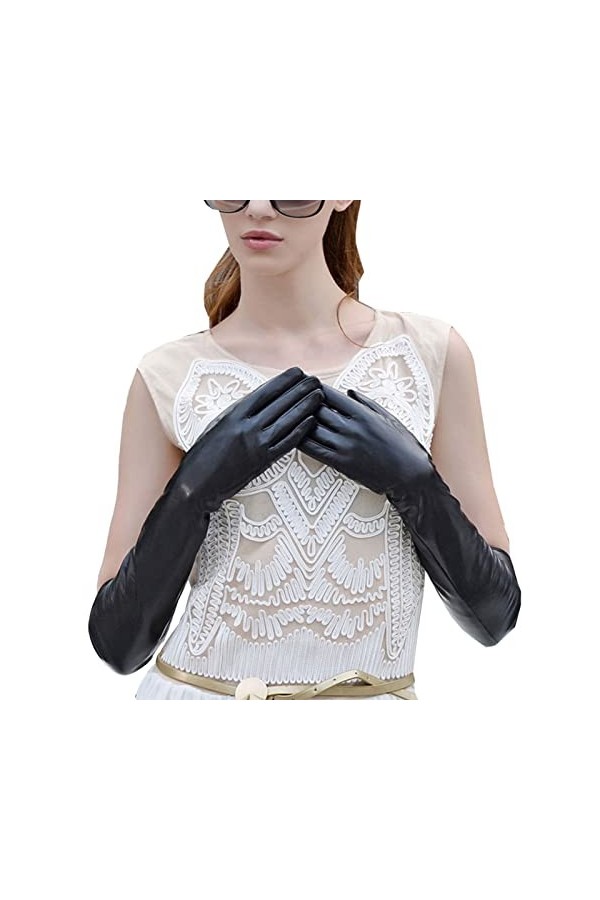 HUDJX Gants en Cuir dhiver pour Femmes Gants Longs et Plus Chauds Robe de soirée Conduite Opera Mitaines à la Mode Gants pou