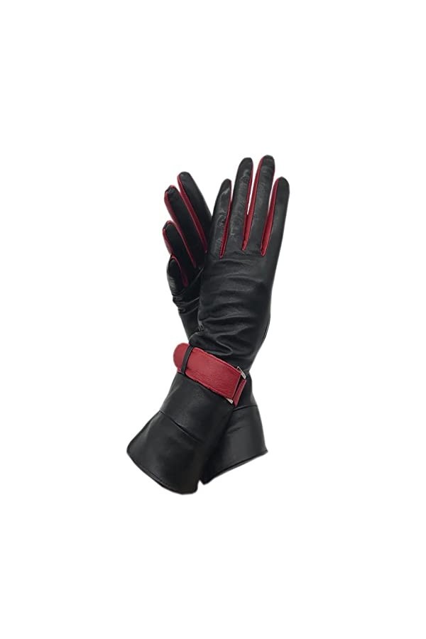 Gants en peau de mouton noir pour femme - Gants dhiver en cuir chaud