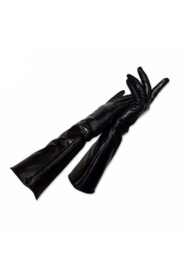 Gants longs en peau de mouton pour femme Noir