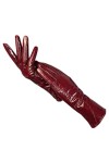 Gants dhiver pour femme en peau de mouton rouge vif en cuir verni chaud
