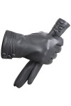 Gants dhiver en cuir de mouton pour femme, gris foncé, 8.5