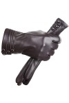 Gants dhiver en cuir de mouton pour femme, gris foncé, 8.5