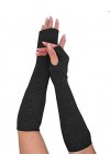 State Cashmere Gants longs sans doigts en tricot pour femme 33 cm - Gris - Taille unique
