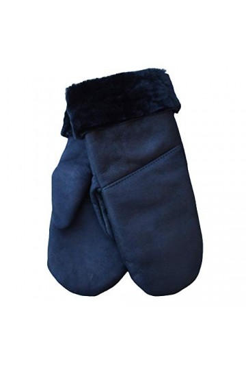 SamWo, Gants Femme 100% peau dagneau Bleu nuit M