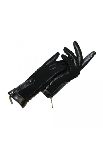 Pulcykp Gants chauds pour femme en cuir nubuck avec fermeture éclair - Moufles dhiver doublées de laine, 1, 8 1/2