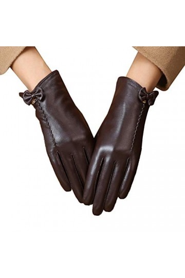 CAILIN Gants Gants en Cuir Femmes Hiver Warmth Imitation Peau de Mouton Plus épais Velours Froid Gants résistant à lécran Ta