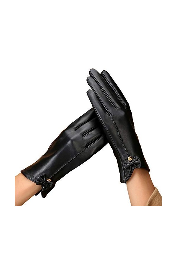 CAILIN Gants Gants en Cuir Femmes Hiver Warmth Imitation Peau de Mouton Plus épais Velours Froid Gants résistant à lécran Ta