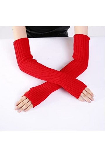 INGVY Gants dhiver semi-moufles en hiver doux et chaud en laine tricotée protège-bras gants courts doux et chauds gants de t