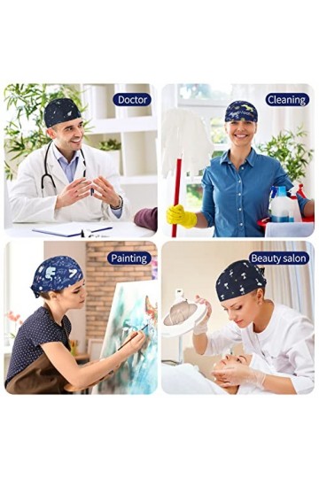 Comius Sharp 6 Pièces Bonnet Gommage Bouffant, Casquette Imprimé Unisexe pour Fournitures de Soins Personnels, Casquettes de 