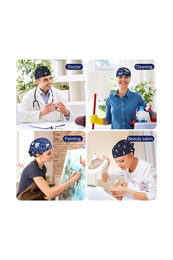 Comius Sharp 6 Pièces Bonnet Gommage Bouffant, Casquette Imprimé Unisexe pour Fournitures de Soins Personnels, Casquettes de 