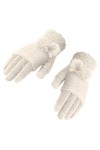 PAREKS Gants dhiver femmes cuir femmes gants thermiques chaud polaire doublé tricot gants manchette élastique hiver hiver ga