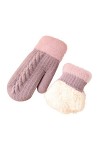 PAREKS Gants en cuir for femmes écran tactile femmes mitaines en tricot dhiver flocon de neige Faux gants doublés gants sans