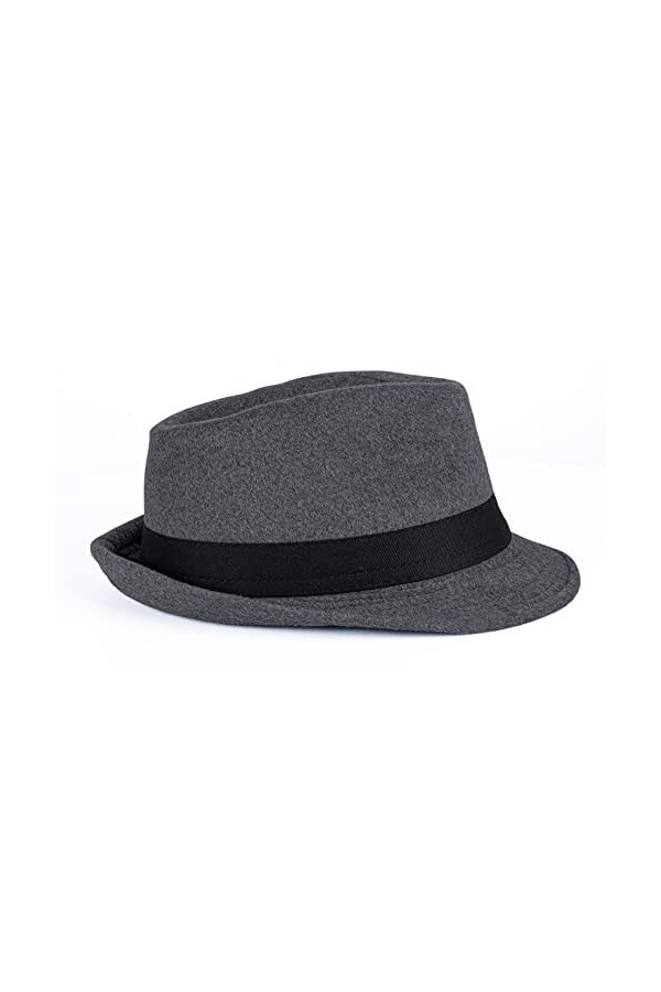 FBBULES Chapeau Fedora Feutre Imperméable Chapeau de Jazz Chapeau Trilby Pliable Style Rétro à Bords Roulés Casquettes Souple