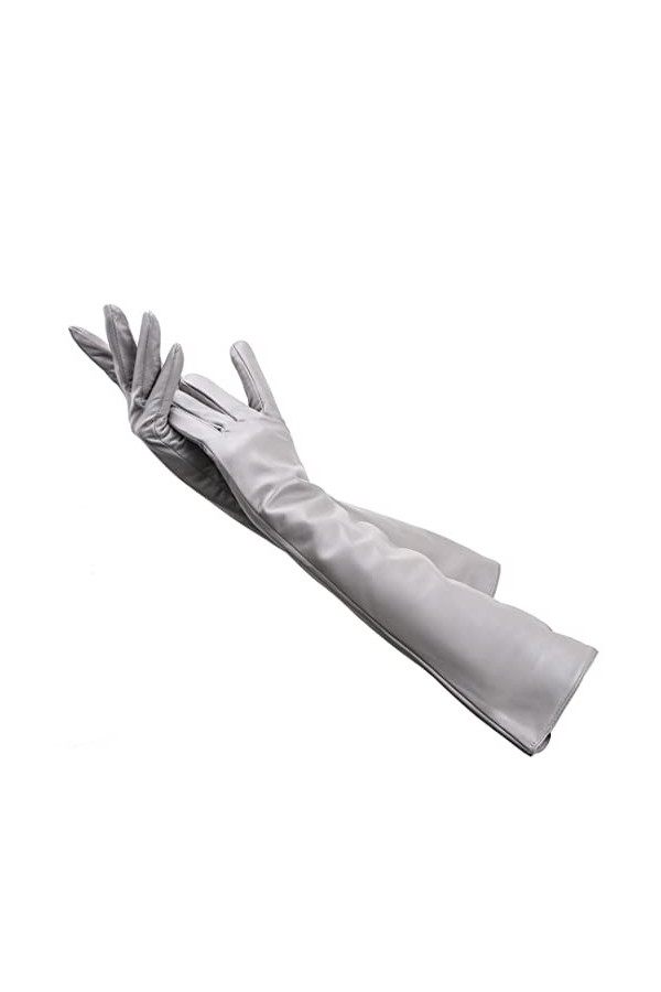 Gants longs en cuir pour femme - 50 cm de long - Gants dhiver chauds en peau de mouton