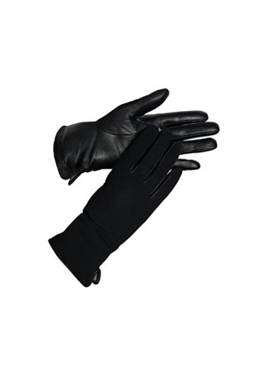 Gants chauds dhiver en peau de mouton pour femme avec coutures en cuir nubuck, comme sur limage, 7