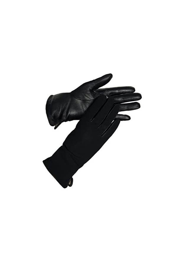 Gants chauds dhiver en peau de mouton pour femme avec coutures en cuir nubuck, comme sur limage, 7