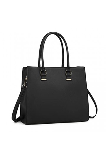 Miss Lulu Sac à main pour femme en cuir synthétique, Noir 1, Large