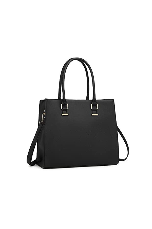 Miss Lulu Sac à main pour femme en cuir synthétique, Noir 1, Large