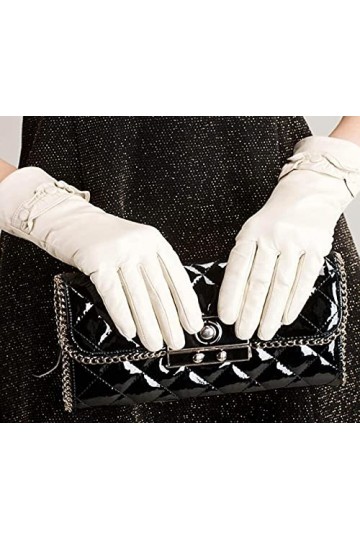 GHCXY Moufles dhiver unisexes pour femme en cuir chaud simple tendance en dentelle classique Blanc Taille L