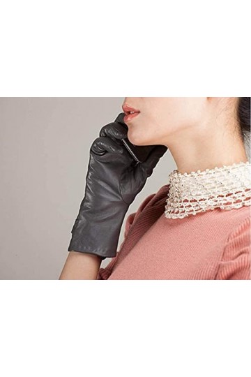 GHCXY Moufles dhiver unisexes en cuir pour femme - Chaudes - Tendance - Style glamour - Classiques - Grises - Taille L