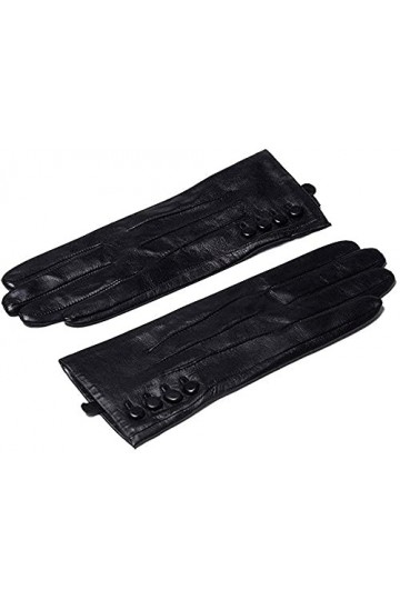 GHCXY Moufles unisexes pour femme - Couleur dhiver simple, solide, chaud et glamour - En cuir - Imperméables - Noir - Taille