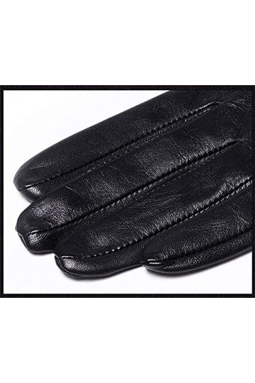 GHCXY Moufles unisexes pour femme - Couleur dhiver simple, solide, chaud et glamour - En cuir - Imperméables - Noir - Taille