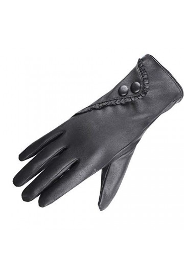 Mitaine Hiver Cuir Chaud Mode noël Femmes Noir Doux Cadeau Dame Gants Gants Femmes Gants mitaine Color : Black, Size : One S