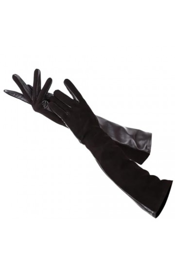 Dninmim Gants solides pour femmes, gants en daim et cuir, gants longs dhiver pour garder au chaud, marron foncé, 6.5
