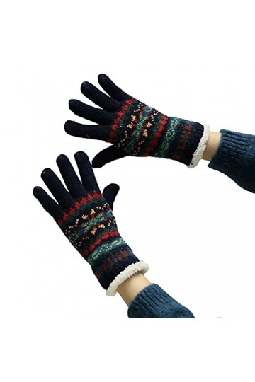 Cat in black Gants dhiver pour femmes - Gants épais fendus - Gants doux pour écran tactile - Gants tricotés chauds avec doub