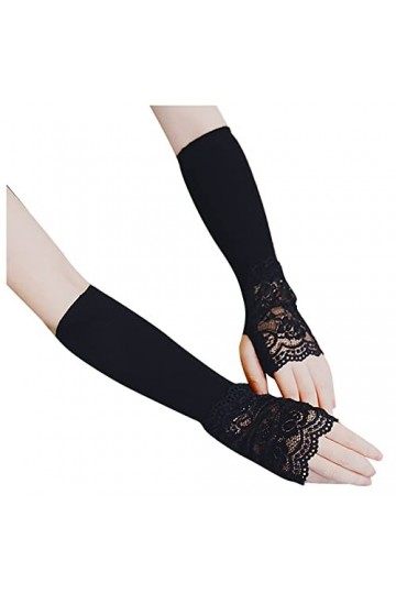 Roytil Ensemble Demi-Manches Manches Gants Longs tricotés Doigt Femmes épissage Bras Dentelle Faux Gants Chauds Mitaines Femm