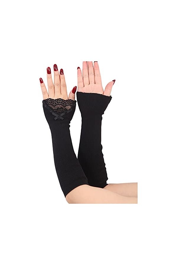 Roytil Bras Manches Dentelle Faux Manches Gants tricotés Ensemble Chaud Long Demi Femmes Doigt Gants Mitaines Hommes Hiver Ch