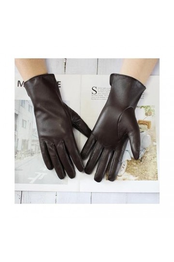 Gants dhiver Écran Tactile en Peau de Mouton conducteur Conduite Gants Femme Couleur Cuir Non doublé Mince Mode Droite Style