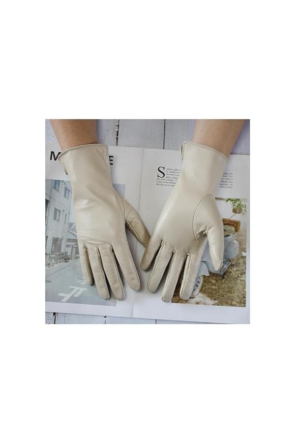 Gants dhiver Écran Tactile en Peau de Mouton conducteur Conduite Gants Femme Couleur Cuir Non doublé Mince Mode Droite Style