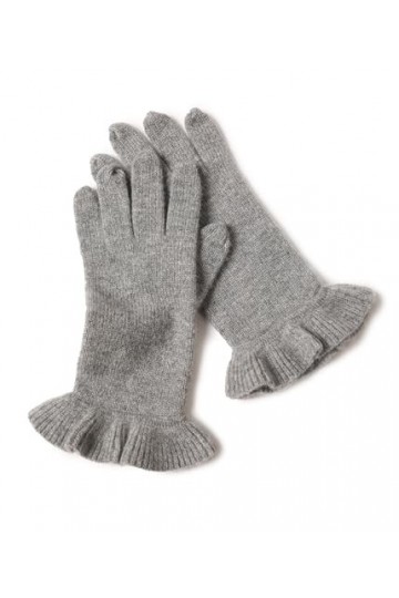 Gants dhiver Thermiques en Tricot de Cachemire pour Femme, Doux Chauds Gants à Cinq Doigts avec Poignet à Volants, Mode 100%