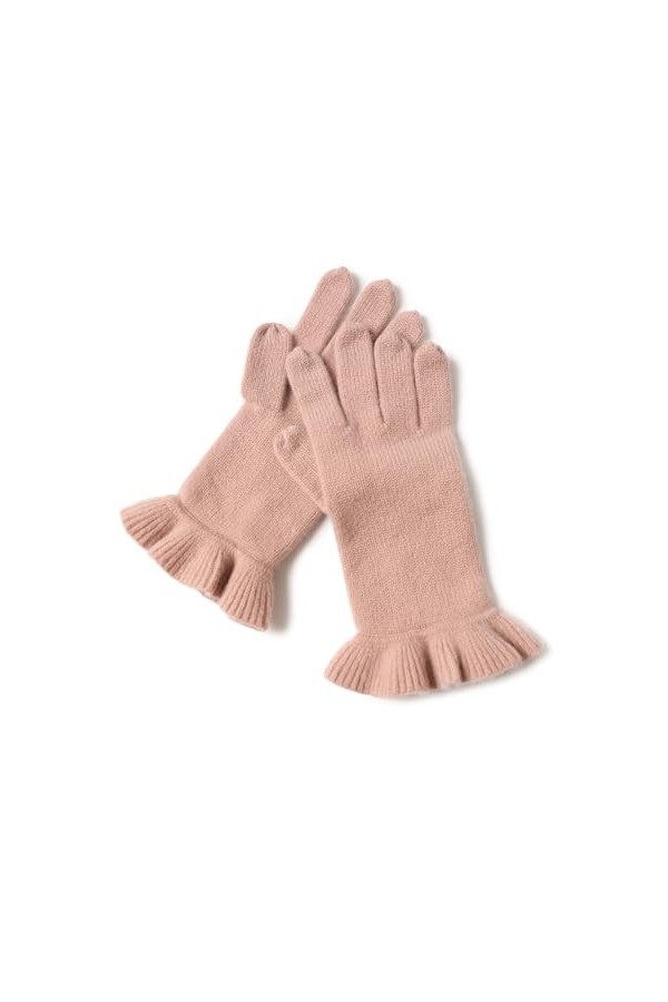 Gants dhiver Thermiques en Tricot de Cachemire pour Femme, Doux Chauds Gants à Cinq Doigts avec Poignet à Volants, Mode 100%