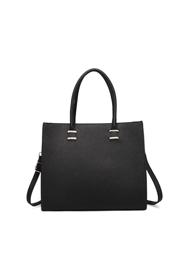 Miss Lulu Sac à main pour femme en cuir synthétique, Noir 1, Large