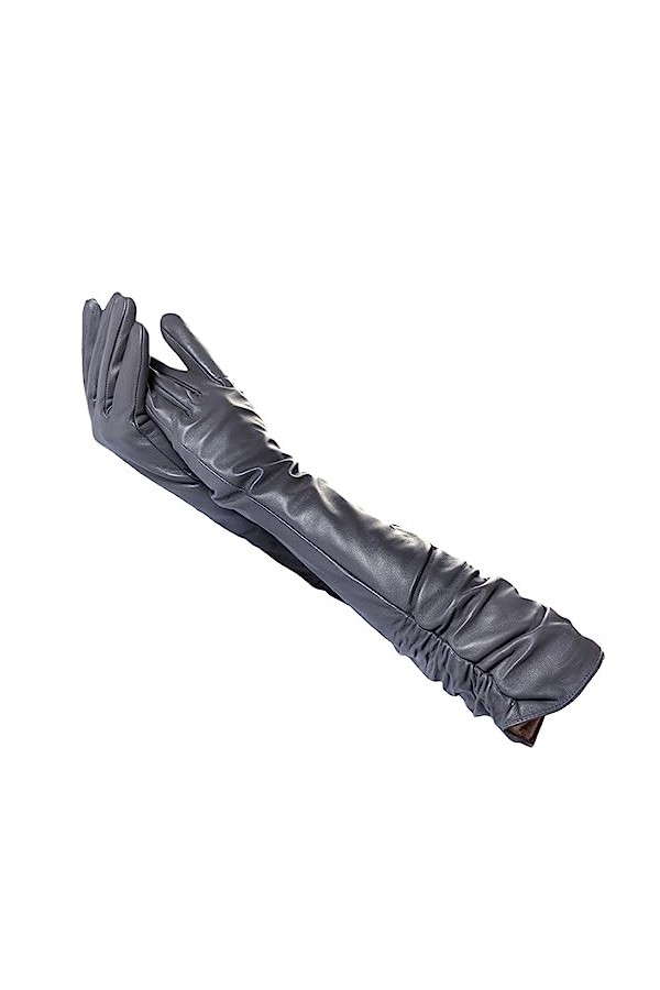 Gants longs en cuir pour femme Gris foncé Gants dhiver en peau de mouton Gants chauds pratiques Gris clair 8