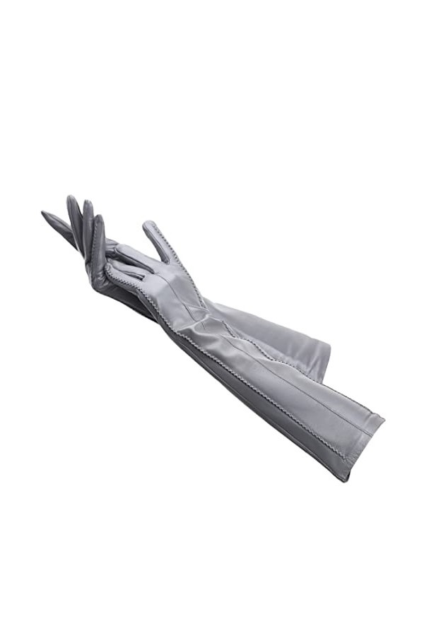 Gants longs en cuir pour femme Beige Taille 8,5