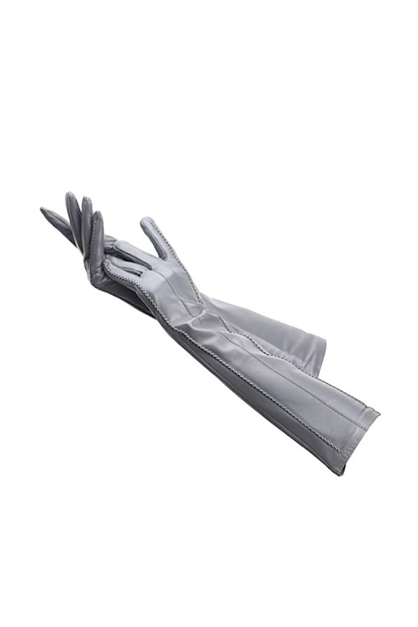 Gants longs en cuir beige tendance, gants longs en cuir de haute qualité pour femmes, gants dhiver en cuir pour femmes